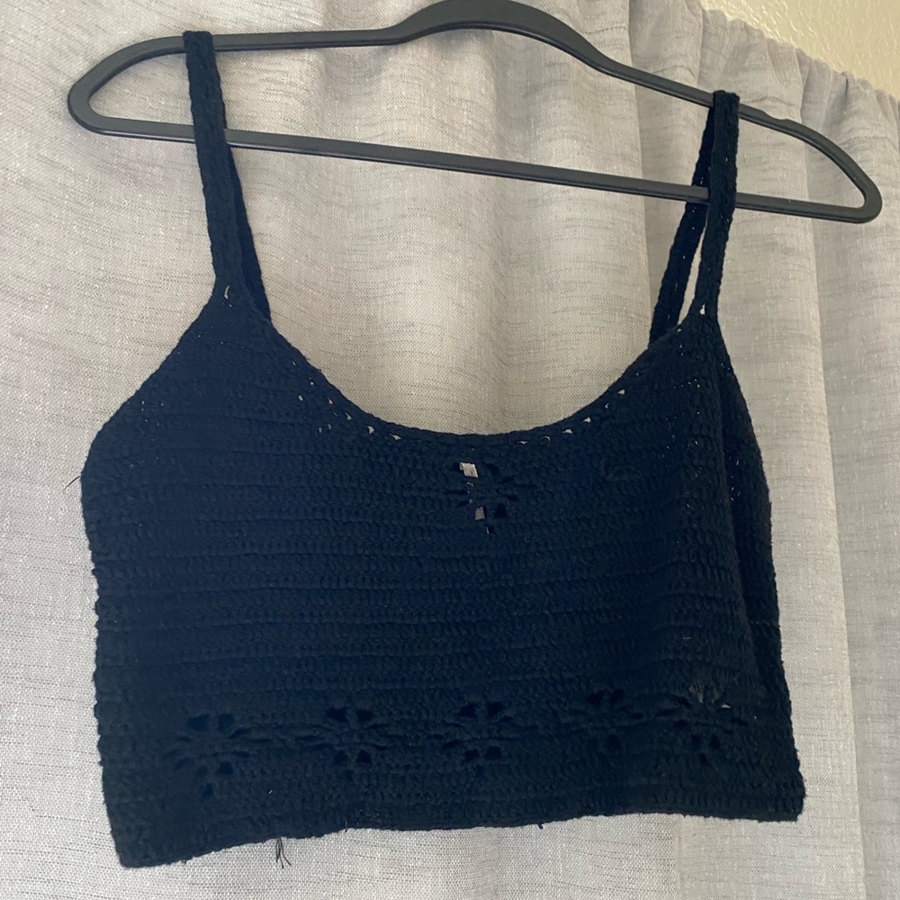 Free people crochet bra top black large
